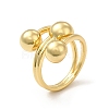 Brass Triple Half Round Open Cuff Ring for Women RJEW-I092-03G-1