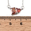 Brass Pave Cubic Zirconia Rectangle and Heart Pendant Cable Chain Necklaces KK-CBAB173-04P-06-5