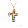 Brass Pave Natural Paua Shell Religion Jesus Cross Pendant Necklaces for Women FS-WGAAB84-03-2