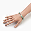 Natural Amazonite and Wood Beads Stretch Bracelets BJEW-JB03859-09-3