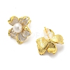 Cubic Zirconia Flower Stud Earrings with Natural Pearl EJEW-Z020-05G-2