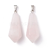 Natural Rose Quartz Pointed Pendants G-I314-02P-16-2