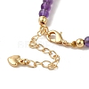 4mm Round Natural Amethyst Beaded Bracelets BJEW-P318-03G-01-3