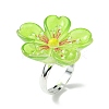5Pcs 5 Colors Luminous Glow in the Dark Flower Resin Finger Rings Set RJEW-JR00641-S-2