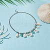 Synthetic Turquoise Starfish & Natural Shell Pendant Necklace NJEW-TA00063-2