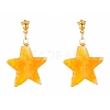 Natural Agate Star Dangle Stud Earrings EJEW-JE04420-03-1