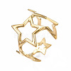 304 Stainless Steel Star Open Cuff Ring RJEW-T023-26G-3