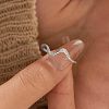 Wave Shaped 925 Sterling Silver Micro Pave Clear Cubic Zirconia Finger Rings FS-WG6021D-03-2