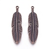 Tibetan Style Alloy Feather Big Pendants TIBEP-A12720-R-NR-2