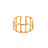 Ion Plating(IP) 304 Stainless Steel Rectangle Hollow Open Cuff Ring for Women RJEW-S405-161G-1