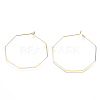 Brass Hexagon Hoop Earring Findings X-KK-N232-42-NF-2
