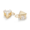Brass Clear Cubic Zirconia Charms ZIRC-G170-15G-3