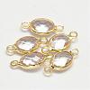 Oval Faceted Golden Brass Glass Links connectors GLAA-O014-02G-1