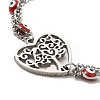 Red Enamel Evil Eye & 304 Stainless Steel Curb Chains Double Layer Multi-strand Bracelet with Charm for Women BJEW-C025-09P-3