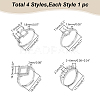 4Pcs 4 Style Adjustable Brass Pad Ring Settings KK-WR0001-15-2