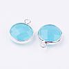 Silver Color Plated Brass Glass Flat Round Charms GLAA-M003-A-17S-2