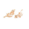 Brass Birth Flower Connector Charms KK-S364-235-2