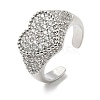 Heart Brass Micro Pave Cubic Zirconia Cuff Rings for Women RJEW-A069-11P-01-4