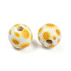Painted Wood European Beads WOOD-F017-04B-2