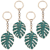 4Pc Monstera Leaf Alloy Enamel Pendant Keychain KEYC-CP0001-25-1