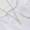 1Pc Letter & Heart Stainless Steel Lariat Necklaces for Women NJEW-LP0002-87G-V-3