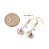 Printed Porcelain & Shell Pearl Dangle Earrings for Women EJEW-JE05812-3