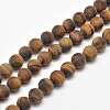 Frosted Natural Tiger Eye Round Bead Strands G-E262-02-12mm-1