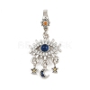 Brass Colorful Rhinestone European Dangle Charms KK-P324-08P-1