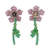 Imitation Austrian Crystal Flower of Life Dangle Stud Earrings X1-EJEW-TA00029-03-3