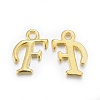 Golden Plated Alloy Letter Pendants PALLOY-J718-01G-F-1