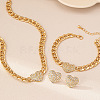 Heart Alloy Crystal Rhinestone Chain Necklaces & Stud Earrings & Link Bracelets Sets FS-WGBF8A8-01-2