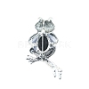 Retro Frog Alloy Pave Natural Paua Shell Brooch PW-WGDE135-01-3