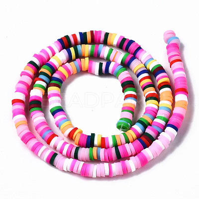 Handmade Polymer Clay Beads Strands CLAY-R089-4mm-090-1