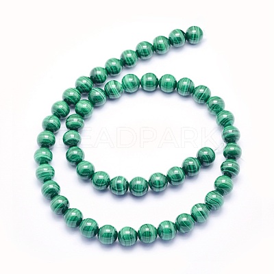 Natural Malachite Beads Strands G-O166-06-8mm-1