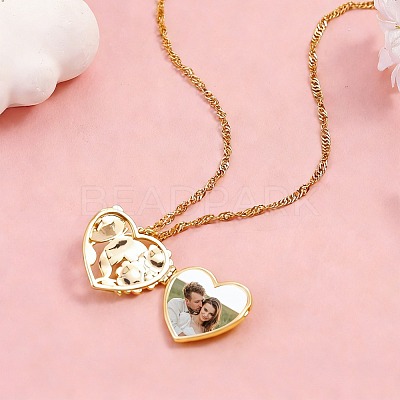Brass Colorful Enamel Hollow Flower Butterfly Heart Locket Pendant Necklaces for Women WG264A9-01-1