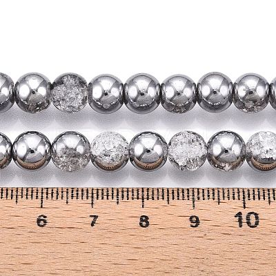 Electroplated Crackle Glass Beads Strands EGLA-N014-8mm-03-1