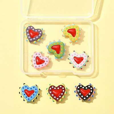 8Pcs 8 Colors Painted Glass Beads Bumpy Beads Heart LAMP-FS0001-50-1