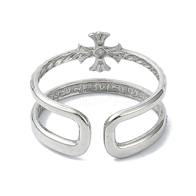 304 Stainless Steel Double Twist Crucifix Cuff Rings RJEW-M019-30P-1