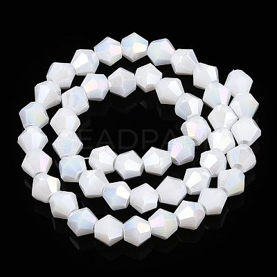 Opaque Solid Color Electroplate Glass Beads Strands EGLA-A039-P6mm-B15-1