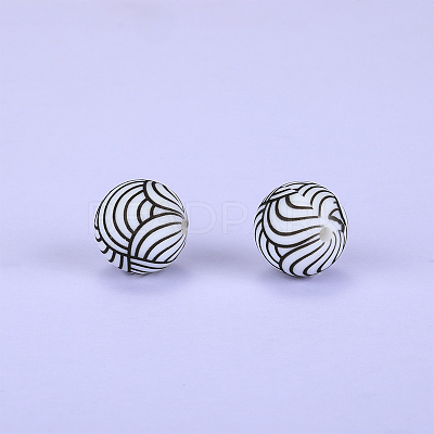 Printed Round Silicone Focal Beads SI-JX0056A-183-1