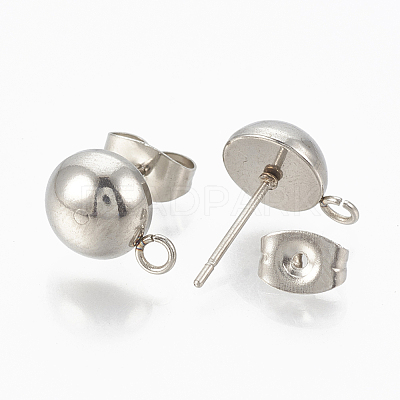 Non-Tarnish 201 Stainless Steel Stud Earring Findings STAS-Q225-16A-6mm-1