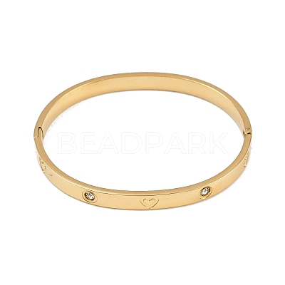 201 Stainless Steel with Rhinestone Bangles for Women BJEW-B138-04G-1