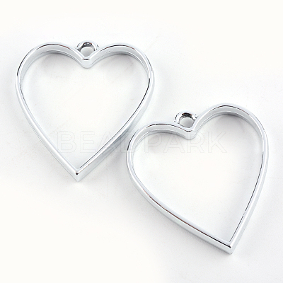 Rack Plating Alloy Heart Open Back Bezel Pendants PALLOY-S047-12D-FF-1