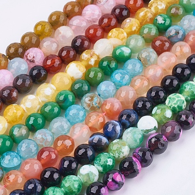 Natural Agate Round Beads Strand G-L084-10mm-M-1
