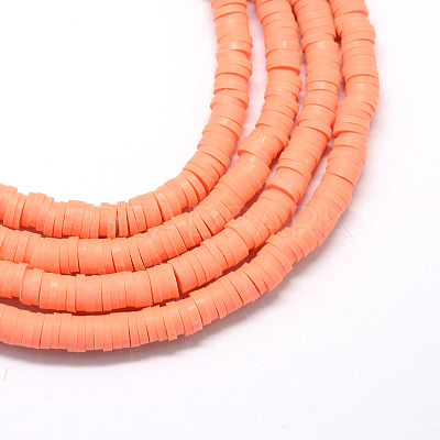 Flat Round Handmade Polymer Clay Bead Spacers X-CLAY-R067-4.0mm-19-1