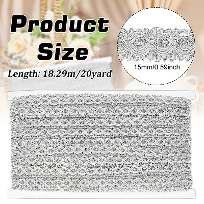 Polyester Braided Metallic Lace Trim SRIB-WH0011-180B-02-1