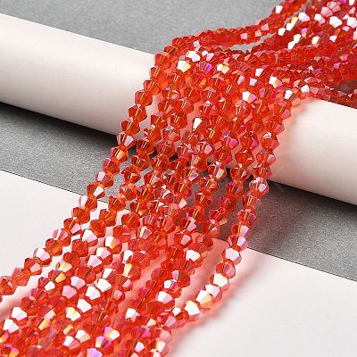 Transparent Electroplate Glass Beads Strands GLAA-F029-3mm-A14-1