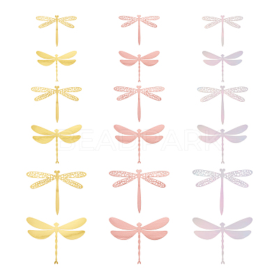 12Sets 6 Style PVC 3D Imitation Hollow Out Dragonfly Wall Stickers DIY-CF0001-04-1