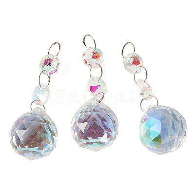 3Pcs Crystal Glass Hanging Sun Catcher AJEW-TADJ0001-08C-1