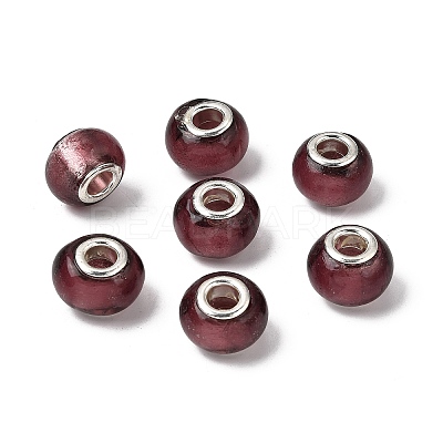 Handmade Silver Foil Glass European Beads LPDL-R008-02-1